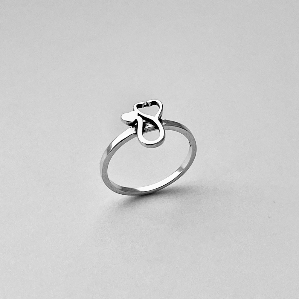 Sterling Silver Heart Stethoscope Ring, Doctor Ri… - image 6